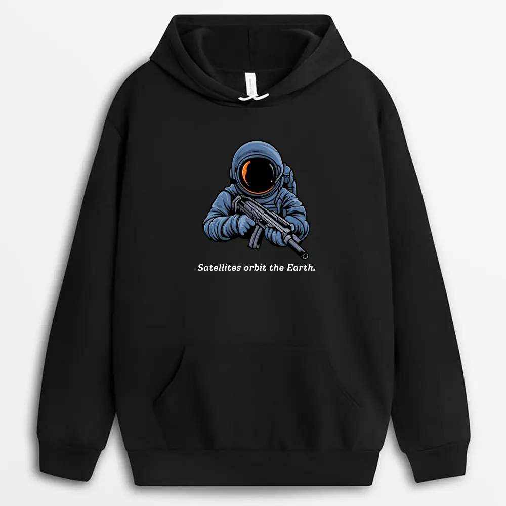 Satellites Orbit The Earth Enviapew Hoodie - Black