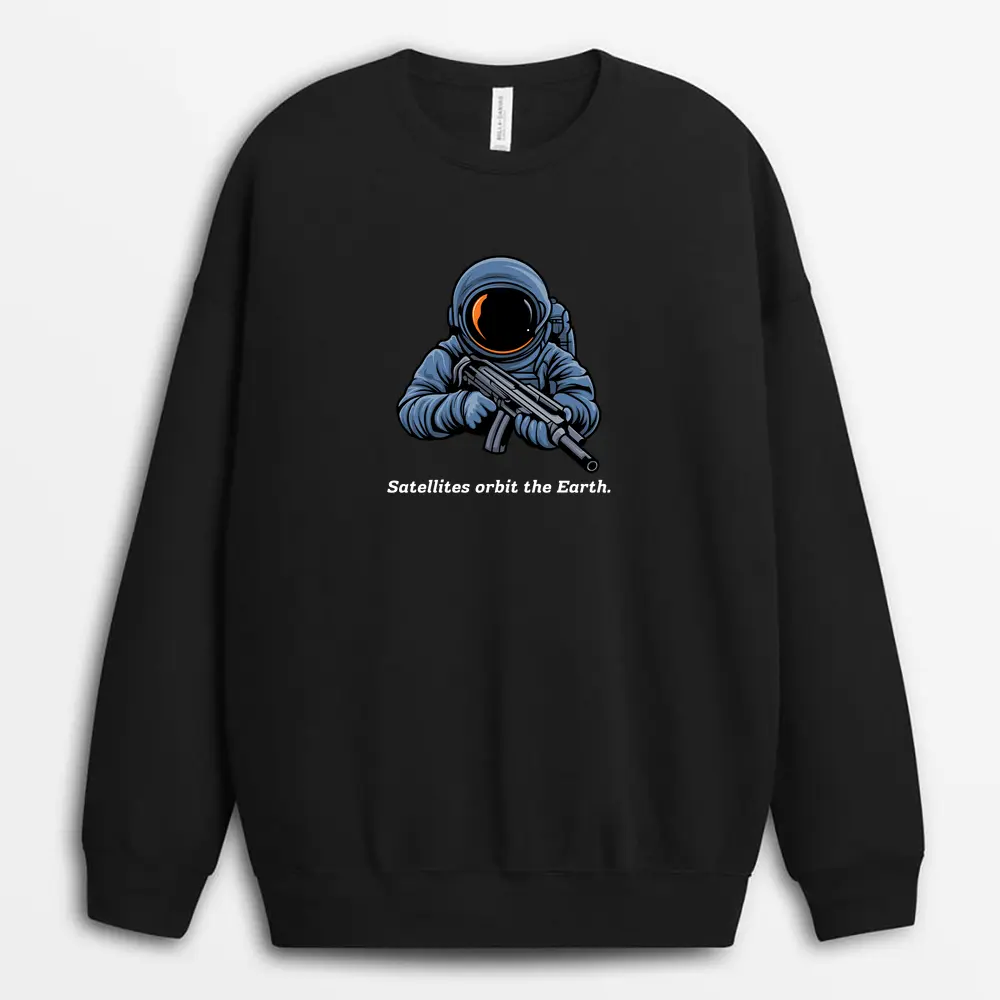 Satellites Orbit The Earth Enviapew Sweatshirt - Black