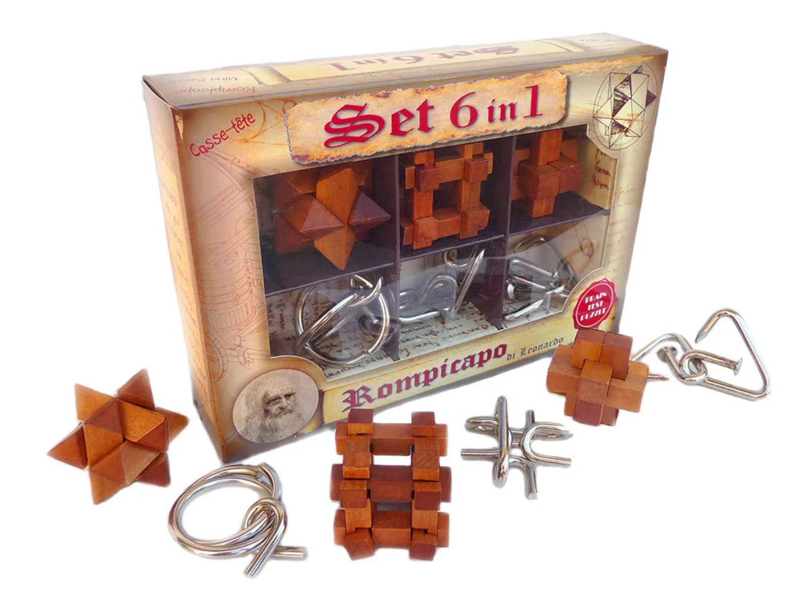 Leonardo Collection Six In One Wooden And Metal Puzzle Set - Image 3