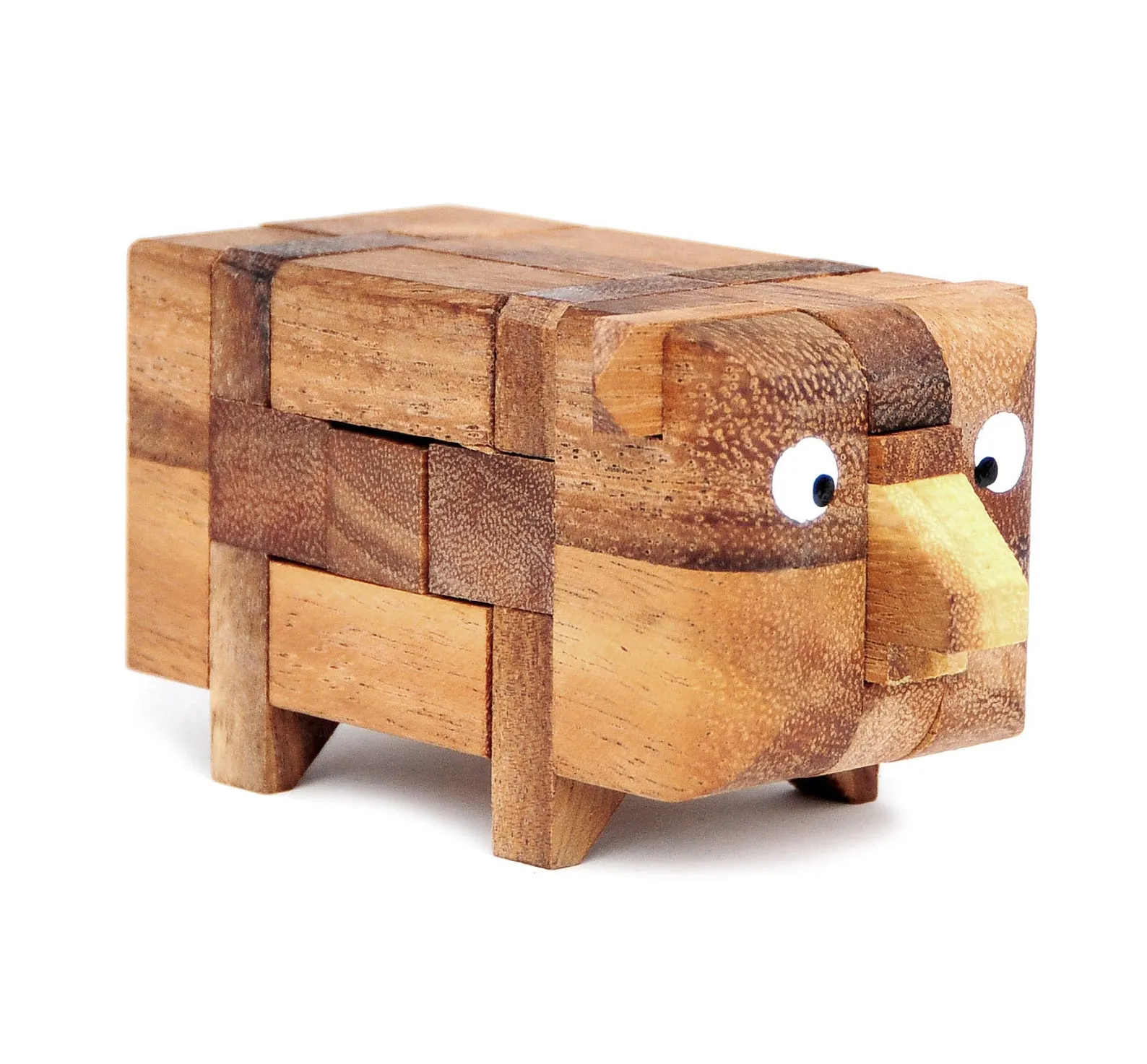 Piggy Shape Wooden Interlocking Brain Puzzle Sculpture